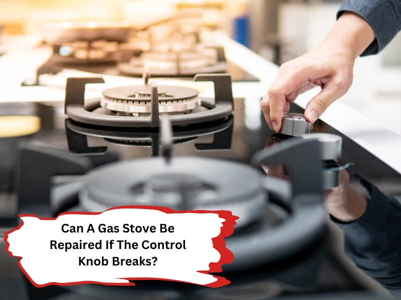 Close-up of a broken gas stove knob, showing visible damage and malfunction.