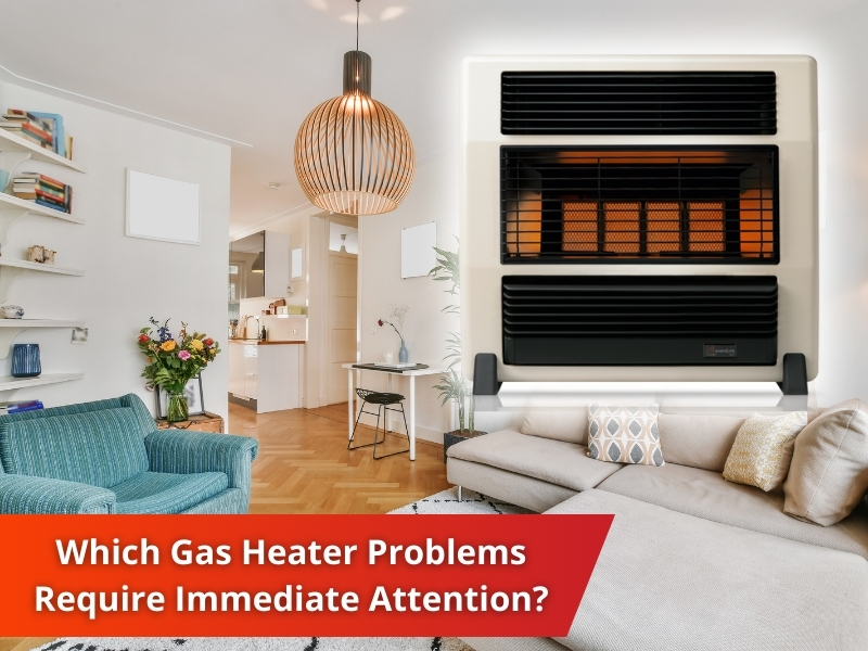 Gas heater installed in a living room, showcasing gas heater problems that might require immediate professional attention.