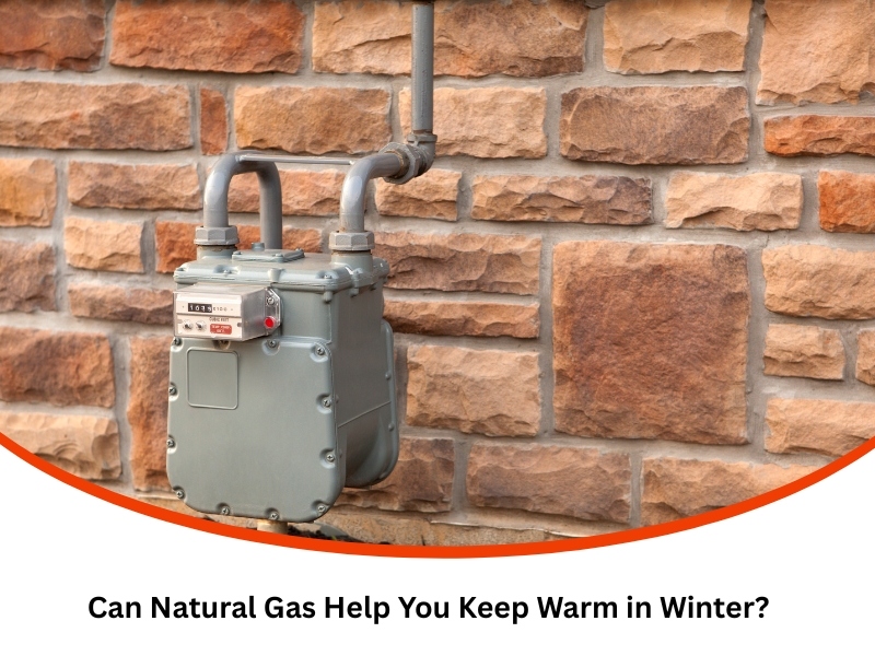 Natural gas meter on exterior wall helps homes keep warm in winter with efficient heating.