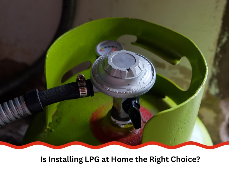green gas regulator setup used for installing lpg at home